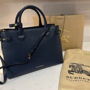 Burberry Medium Banner Bag in Navy